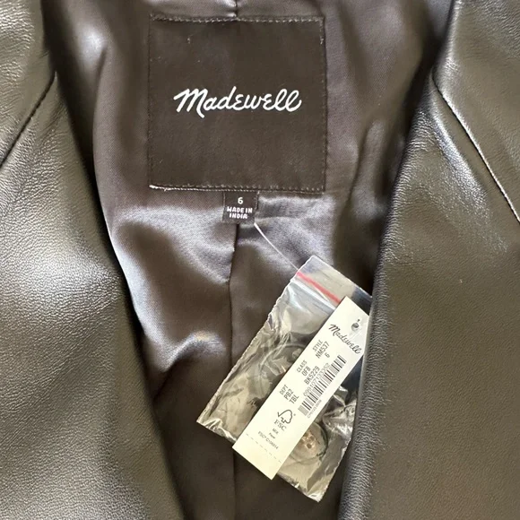 NWT Madewell The Bedford Oversized Blazer in Leather - True Black - Picture 6 of 8